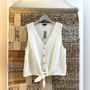 NWT J Crew white cream tie-front ribbed tank